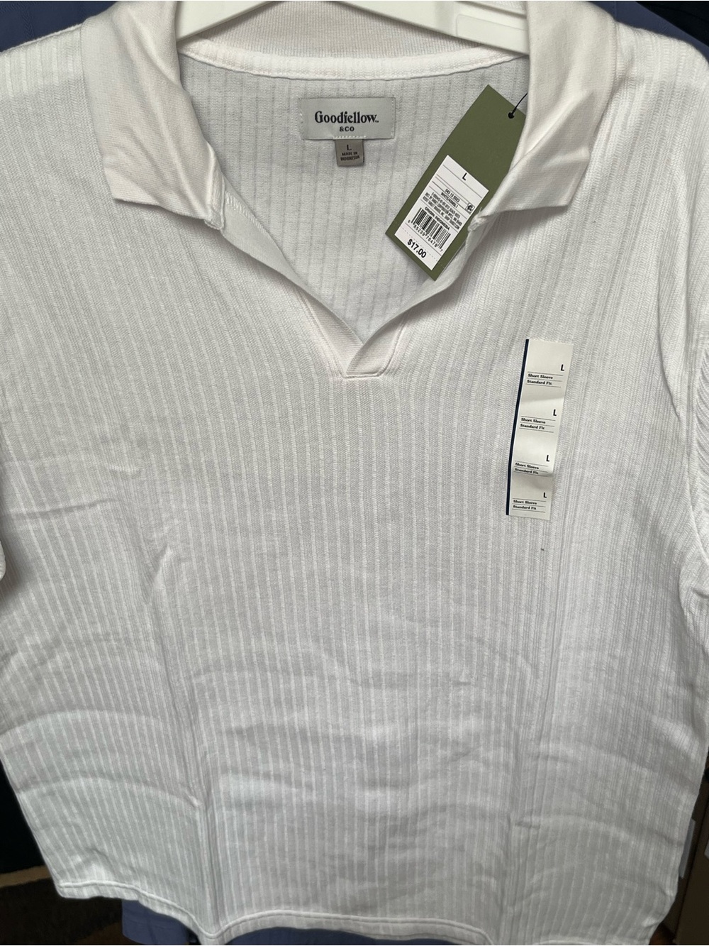 Goodfellow & Co White Ribbed Short-Sleeve Polo